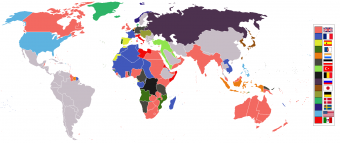 World empires and colonies in 1914, just before the First World War. Image by Andrew0921 on Wikimedia Commons.